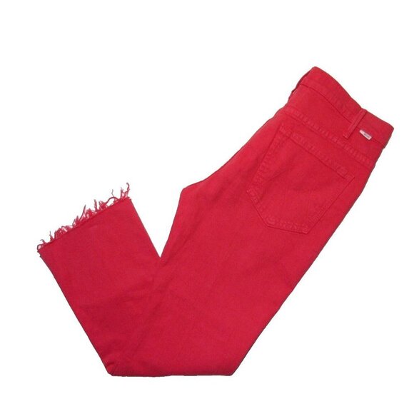 NWT Mother Hustler Ankle Fray in Mars Red High Rise Bootcut Crop Jeans 25 - Picture 9 of 14
